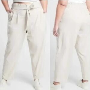 Athleta Skyline Pant Il Abalone Gray Belted Paperbag Sz 24 Plus Ultra High